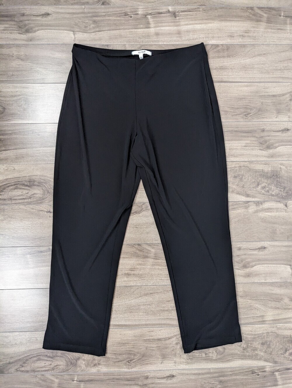 Sympli Women's Black Stretch Jersey Pants Size 12 Split Hem